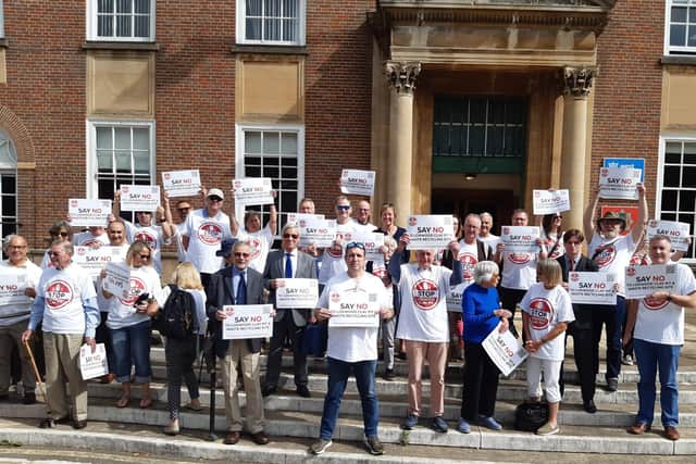 Campaigners against the Loxwood Clay Pit plans outside County Hall