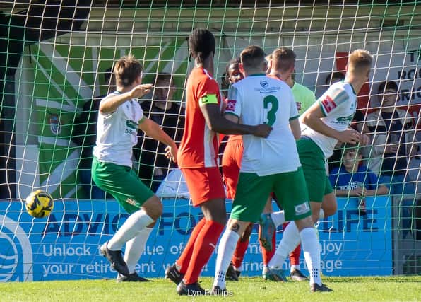 Action from Bognor's 1-0 FA Trophy win over Bowers and Pitsea
