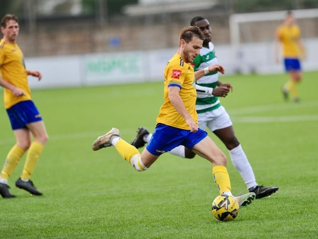 Action from Lancing's win over Corinthian in the Isthmian south east division