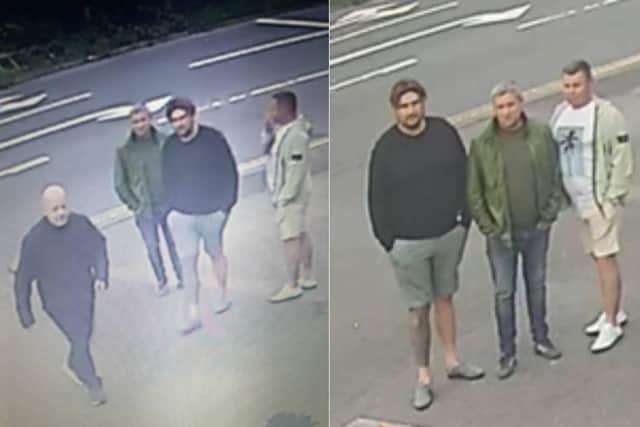 Police are appealing for information to identify four men in connection with a disturbance in Coldean following the fixture between Brighton and Hove Albion Football Club and Luton Town Football Club on Saturday, August 12. Picture: Sussex Police