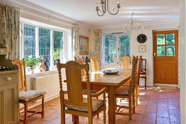 There is ample space in the large kitchen for a large dining table.