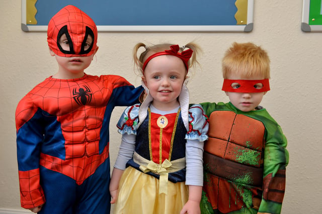 Jake, Ella and Harley dressed up at Stepping Stones Day Nursery for World Book Day in March 2016
