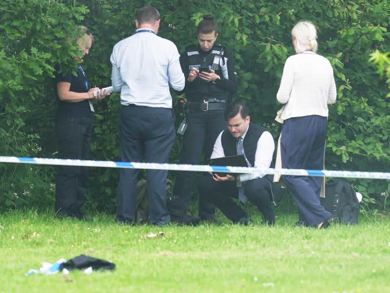 Police at the scene off Woodstock Close, Horsham