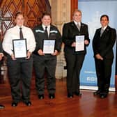 The four officers were among dozens of police employees, commended for their achievements at the West Sussex Divisional Awards ceremony, held at Arundel Castle on Monday, September 26.
(Left to right) Vice Lord Lieutenant Sir Richard Kleinwort, PCSO Ardak, PCSO Coyte-Smith, PC Graysmark, Chief Insp Sarah Leadbeatter. Photo: Sussex Police