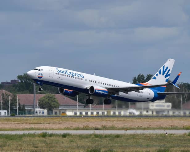 SunExpress, a joint venture of Lufthansa and Turkish Airlines, will substantially increase the number of flights it offers from Gatwick to Türkiye for summer 2024. Picture by TOBIAS SCHWARZ/AFP via Getty Images
