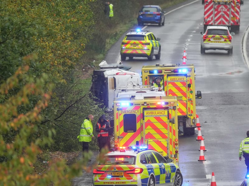 Emergency services at the scene of a collision on the A23 on Saturday, October 24. Photo: Eddie Mitchell