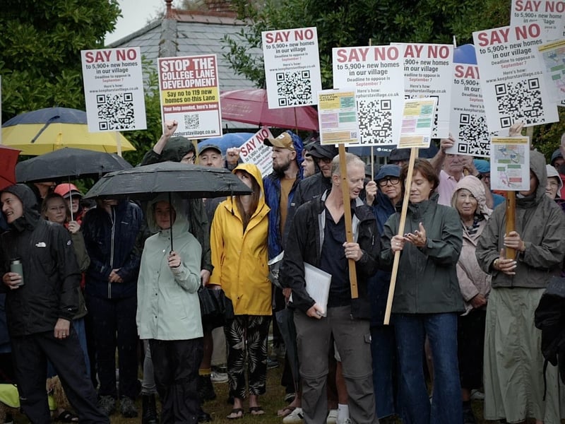 Demonstrators on Hurstpierpoint village green. Picture: Kelly Hyatt