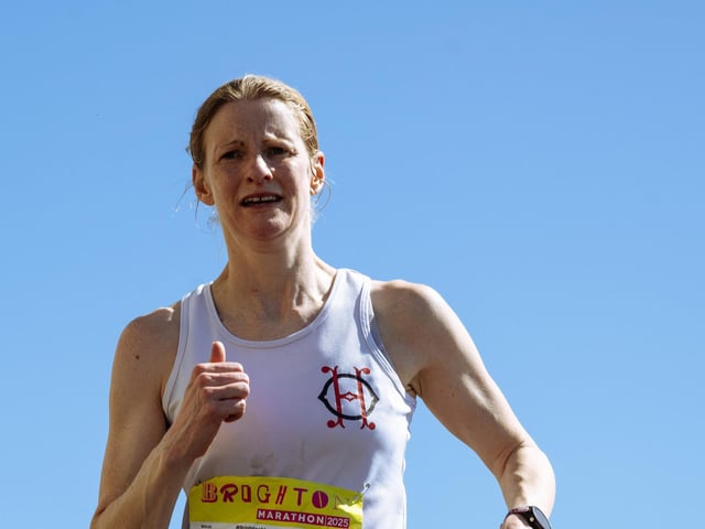 Images of runners in the 2025 Brighton Marathon
