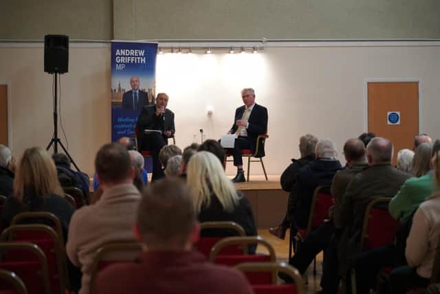 Andrew Griffith in conversation with audience in Pulborough