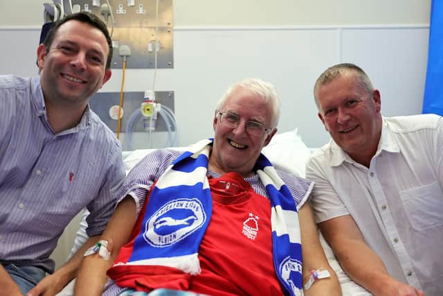 Eastbourne teen helps save man’s life at football match - L-R: Bob Whetton, Dr Rob Galloway, Adrian Morris (Photo by Paul Hazlewood)