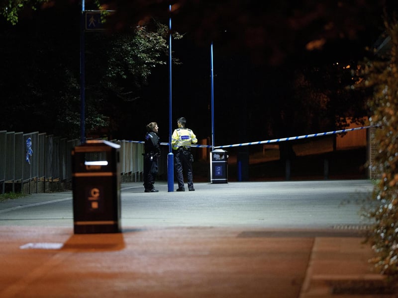 Photos show scenes of crime officers (SOCO) guarding the scene at Broadfield Barton shops in Crawley – and collecting evidence for an investigation.