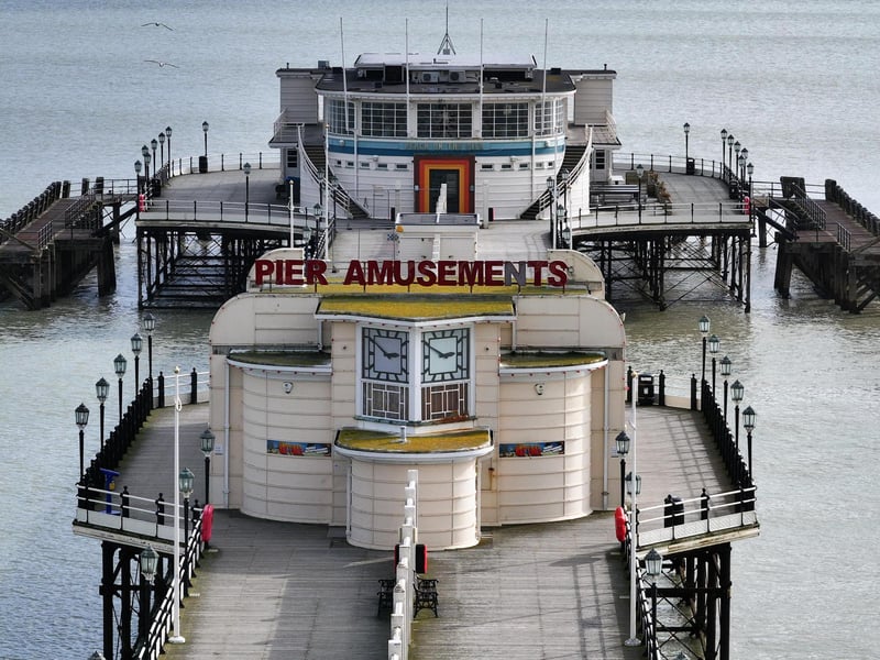 Drone photos show a deserted Worthing Pier which has closed indefinitely for safety reasons.