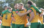 ​Horsham celebrate on their way to beating Dorking in the last round – setting up their first round spot. Picture by Natalie Mayhew/ButterflyFootball