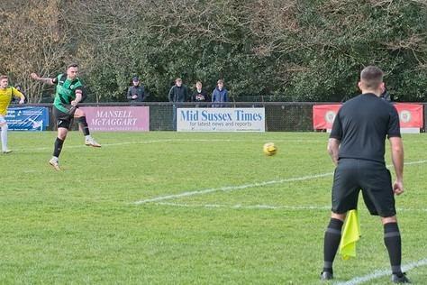 Burgess Hill Bbeat Corinthian 4-1 with two goals from Dan Perry and one each from Dave Martin and Martyn Box. Picture by Chris Neal