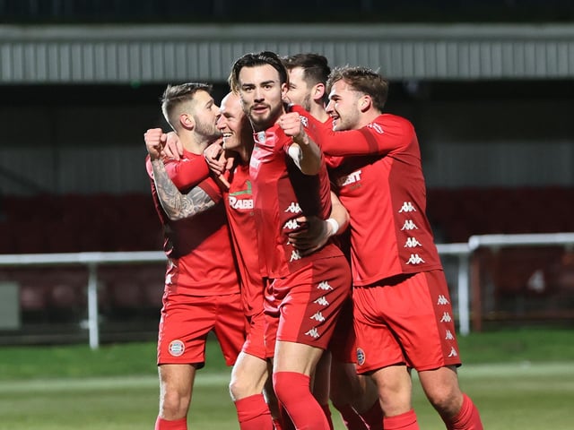 Action and celebrations from Worthing's 3-0 win at Dover in National League South