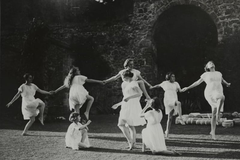 Pupils of the Battle Abbey School for Girls are pictured rehearsing their Greek drama at Battle Abbey.