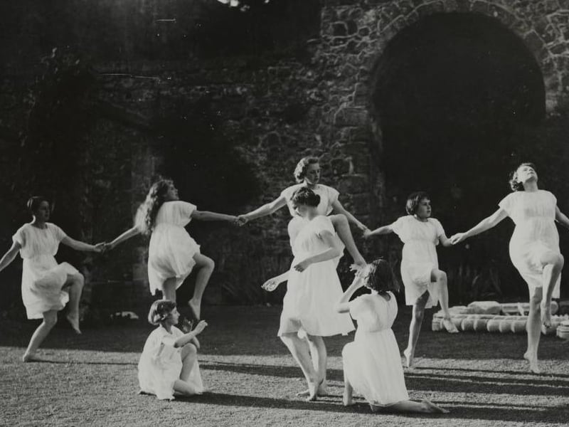 Pupils of the Battle Abbey School for Girls are pictured rehearsing their Greek drama at Battle Abbey.