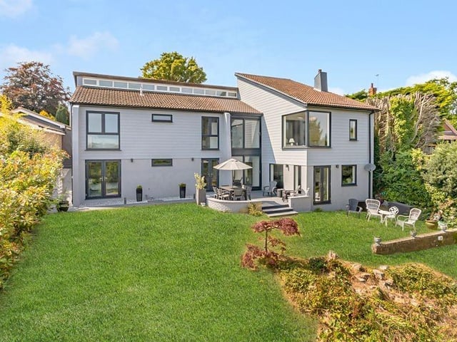 This five-bed, detached house boasts a 29ft open-plan lounge/diner/family room, two modern fitted kitchens, an integral double garage and off-road parking and a large rear garden. Offers over £1million are invited.
