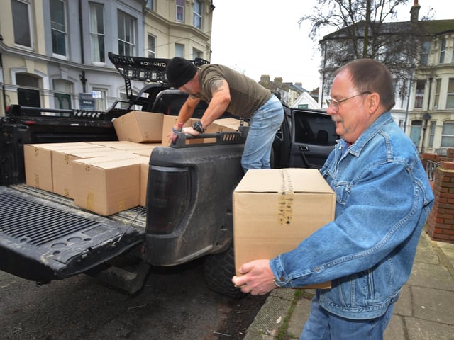 Surviving Christmas 2023 in Hastings on December 14: Packing and delivering hampers, and also sorting through the toys.