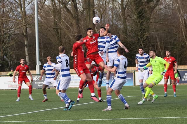 Action from Worthing FC's defeat at Oxford City in National League South