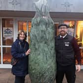 Michael Leach from Mayberry Garden Centre at Southwick Methodist Church where Julie Scarratt received the donated Christmas tree