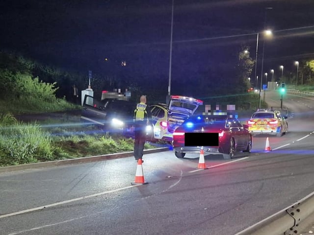 Police by Cop Hall Roundabout in Polegate