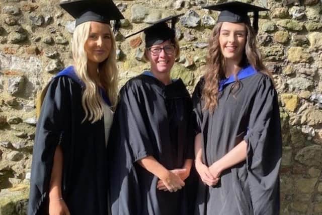 Debra with Issy and Erin at their graduation