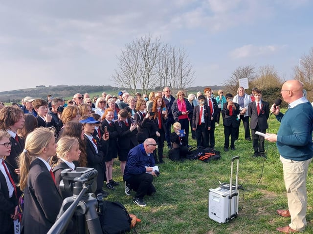 Campaigners gather in protest against the Chatsmore Farm plans