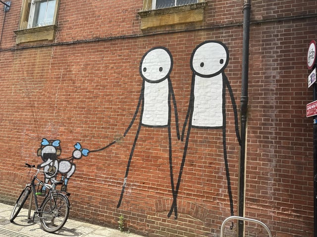 One of the most famous pieces in the city, these two bewildered-looking shoppers can be found a little ways off East Street and were painted by London street artist Stik, whose figures can be seen in cities all over the world.