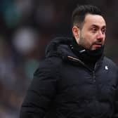 Brighton & Hove Albion head coach Roberto De Zerbi has been handed a one-match touchline ban after he was sent off in last month’s Premier League defeat to Fulham. Picture by Nathan Stirk/Getty Images