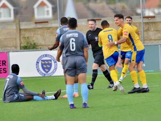 Action and goal celebration's from Lancing's win over Three Bridges