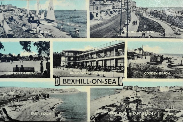 The first coloured postcard in the collection is of Bexhill and even that shows only blue