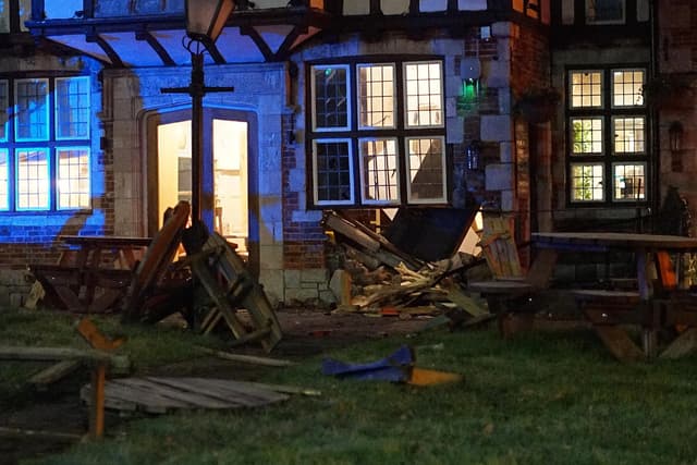 Pictures show damage to East Sussex Harvester restaurant and police at ...