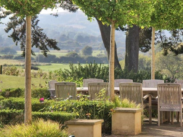 The terrance has a wonderful view across the South Downs