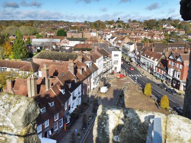 File: Battle Abbey and its grounds. Photo Justin Lycett.View towards Battle High Street.