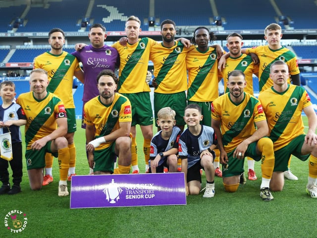 James Hammond’s majestic 95th minute free-kick clinched Horsham FC’s first league and Sussex Transport Senior Cup double in the club’s history.