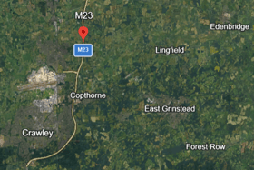 Traffic delays were reported following a collision near Crawley. Photo: Google Earth