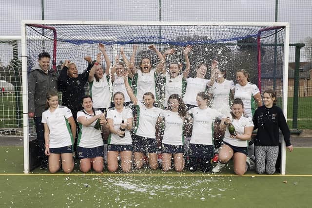 Chichester Hockey Club ladies celebrate the league title | Picture: Pony Moore