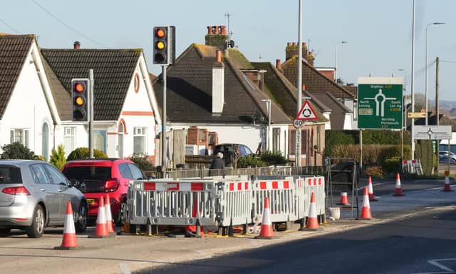 Gas works are said to be causing 'traffic chaos' on the A27 at Lancing. Photo: Eddie Mitchell