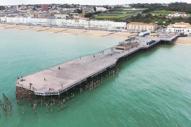 Aeiral shot of Hastings Pier by Eddie Mitchell