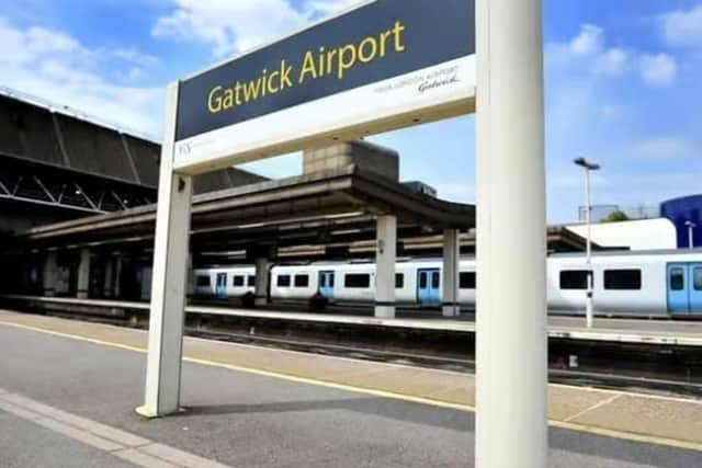 A track safety inspection, near Gatwick Airport, caused train delays and changes to stopping patterns. Photo: Hollie Robards