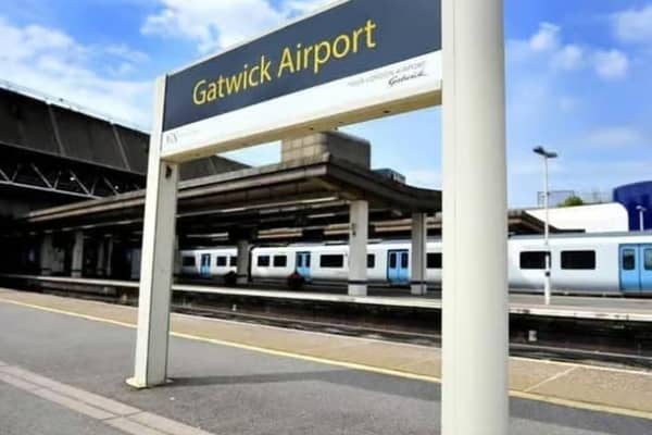A track safety inspection, near Gatwick Airport, caused train delays and changes to stopping patterns. Photo: Hollie Robards