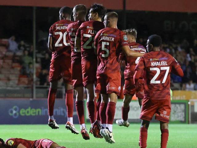 Crawley Town's wall jumps against Swindon
