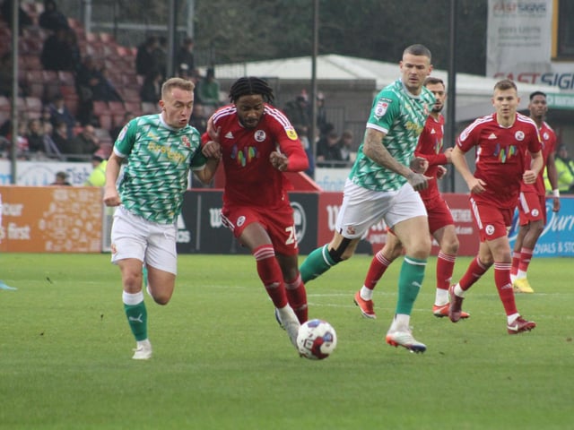 Action from Crawley Town's win over Swindon Town in Matthew Etherington's first game in charge. Picture by Cory Pickford