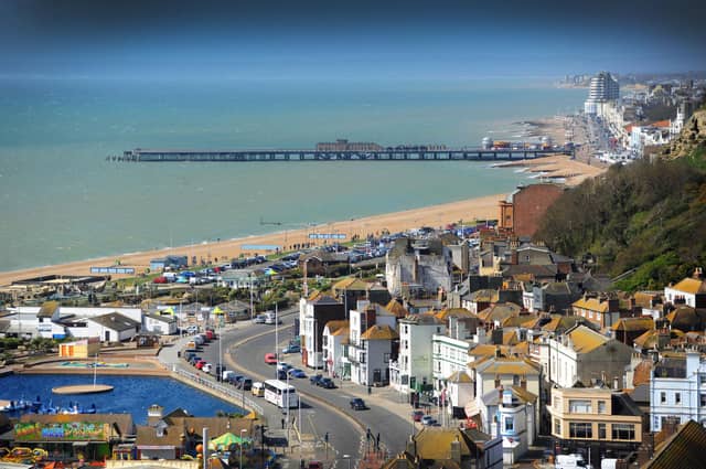 View of Hastings pier from East Hill.