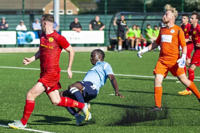 Newhaven FC take on Spelthorne Sports in the FA Cup