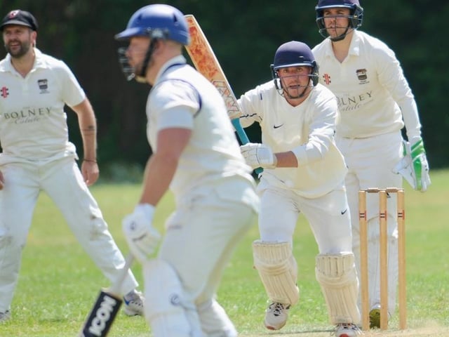 Action from Portslade CC v Bolney CC in Division 4 East of the Sussex Cricket League