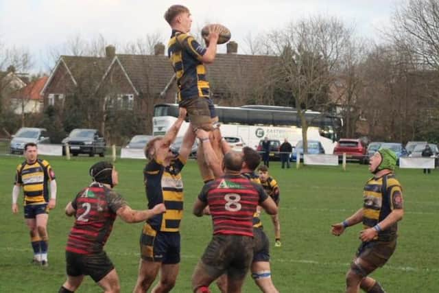 Eastbourne take a lineout in their match away to Twickenham | Picture: John Feakins
