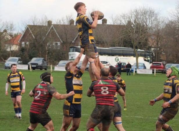 Eastbourne take a lineout in their match away to Twickenham | Picture: John Feakins