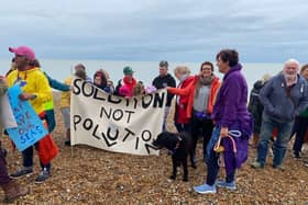 Reclaim Our Seas protest in Pevensey Bay 2-10-22 (photo from Wendy Ogden-Hill)